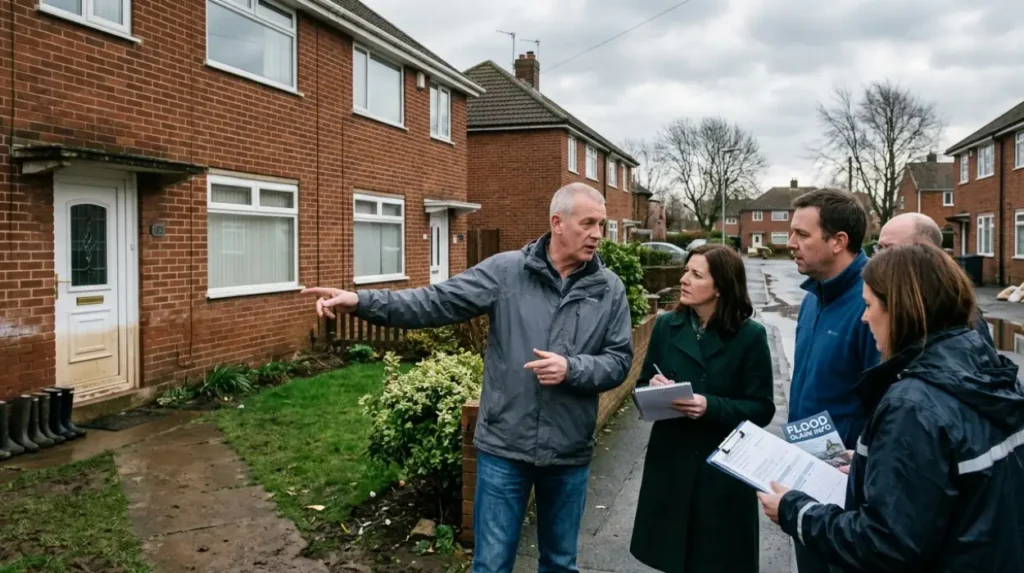 What triggers eligibility for flood compensation in Garforth homes?
