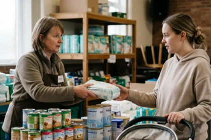 Where to find free baby food and nappies near Horsforth