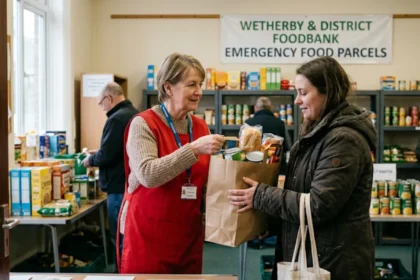How to find free food bank help near Wetherby fast