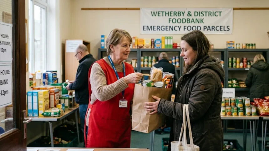How to find free food bank help near Wetherby fast
