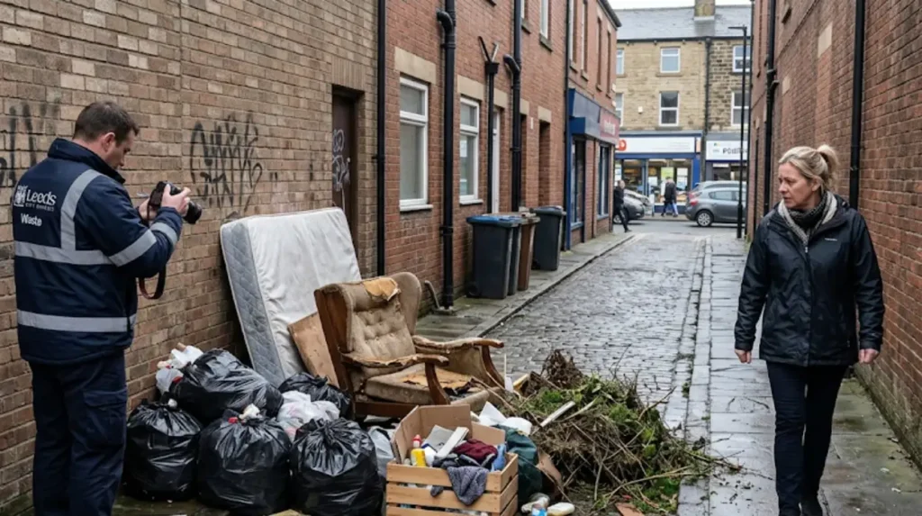 What counts as fly-tipping near Pudsey town centre?