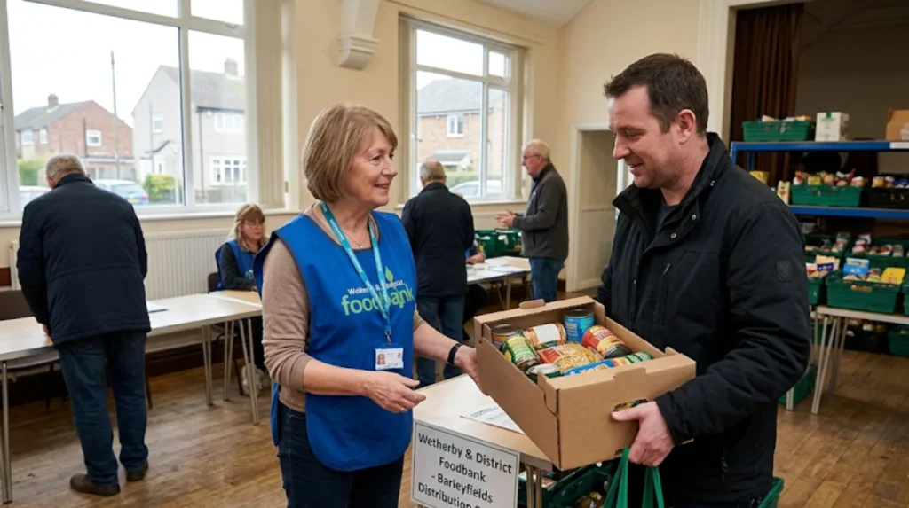 What is the quickest way to get free food bank help near Wetherby?