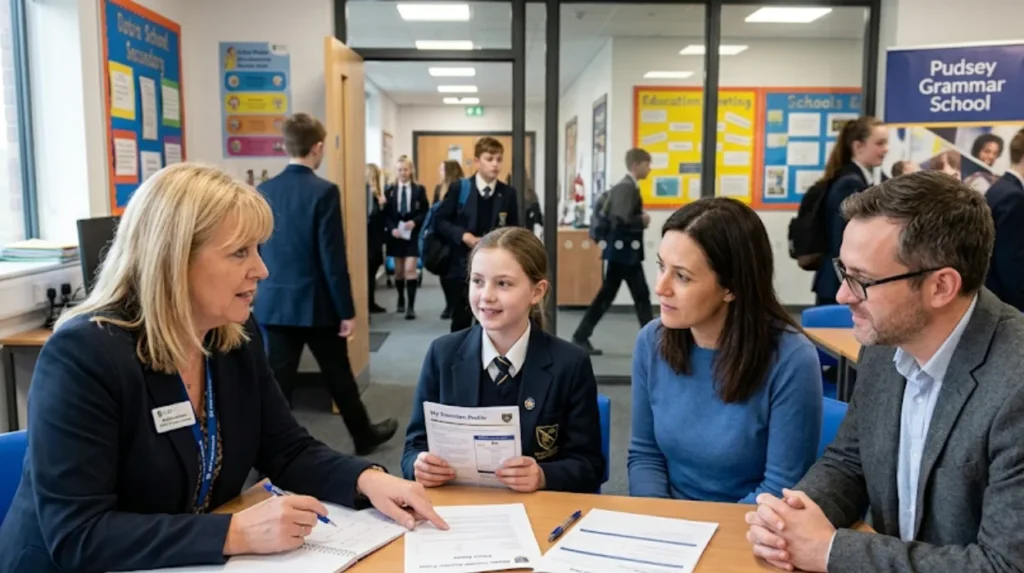 How do I transition my child between schools or phases while maintaining support in Pudsey?