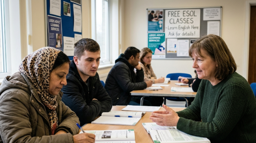 How to find free English classes near Guiseley now