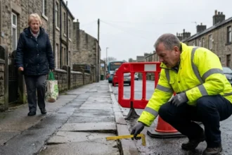 How to report a dangerous pavement near Yeadon town