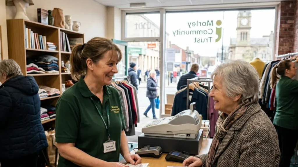 What does volunteering at a local charity in Morley involve?