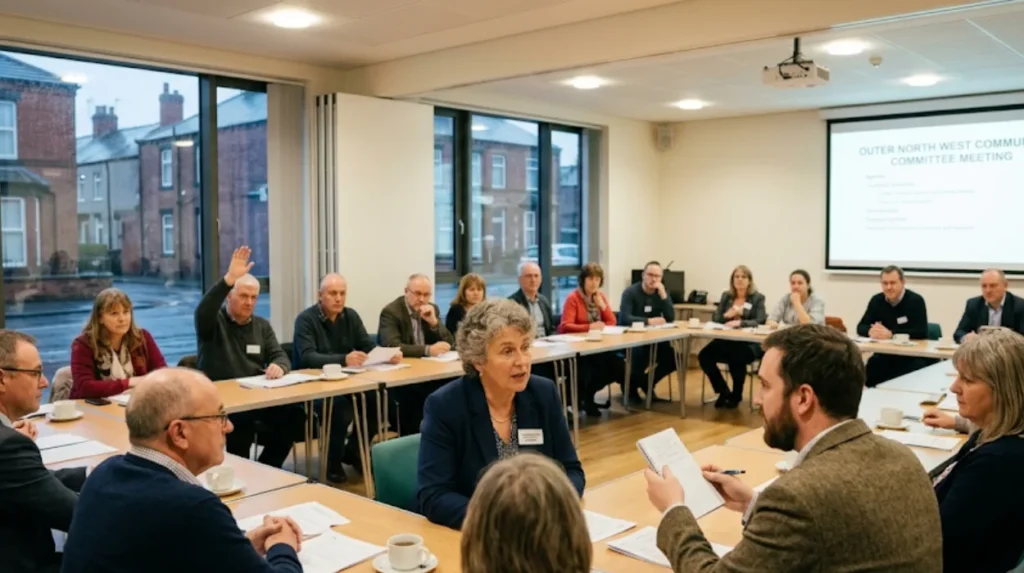 What historical context explains community committee development in Leeds?