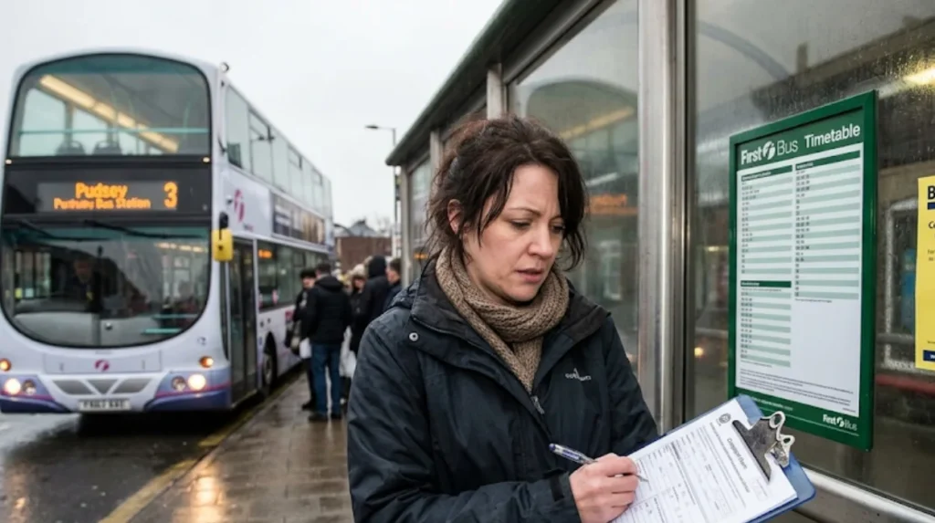 What is the official complaints process for bus delays in Pudsey?