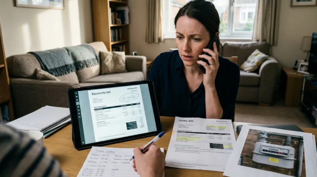 What should I do first if I dispute my energy bill?