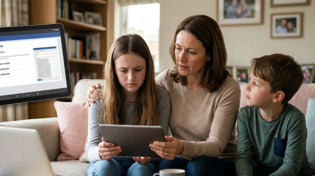 What should families do if they encounter illegal or harmful content online?