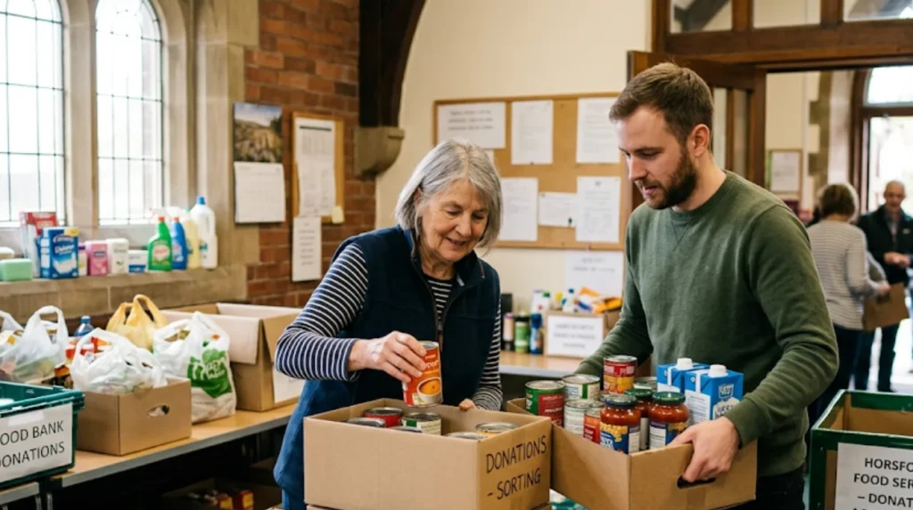 Where can I donate food or money to support Horsforth food services?
