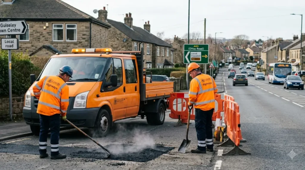 Who is responsible for maintaining Guiseley roads?