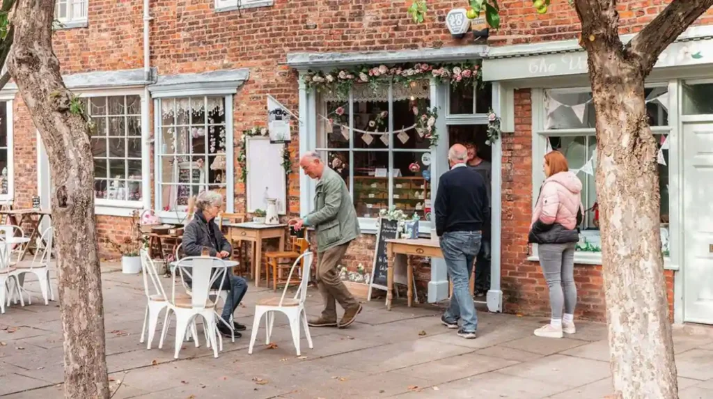 Which independent cafes and casual eateries line the Garforth pedestrian corridors